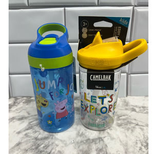 Set of 2: Kids Water Bottles, 16oz Peppa Pig Bottle, 14oz Camelbak Let's Explore